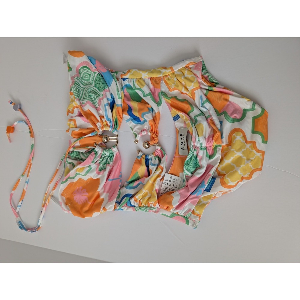 Amar By Amarante One-Piece Swimsuit Size Medium Colorful Cut Out Brazil Beachy - Picture 7 of 13